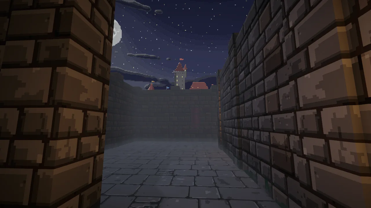 The castle maze at night