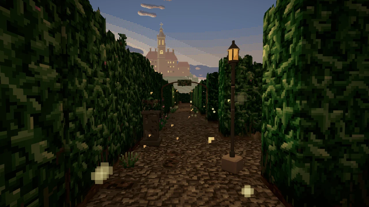 The hedge garden on a golden evening