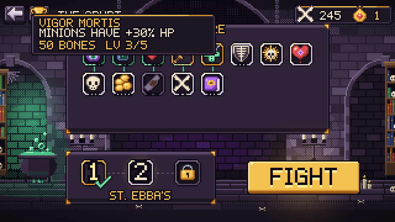 The crypt: upgrade tree and dungeon map