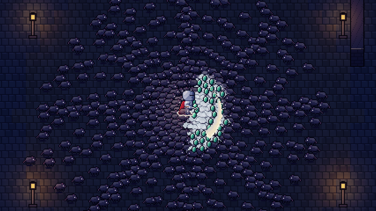 Surrounded: the horde closes in under the lanterns
