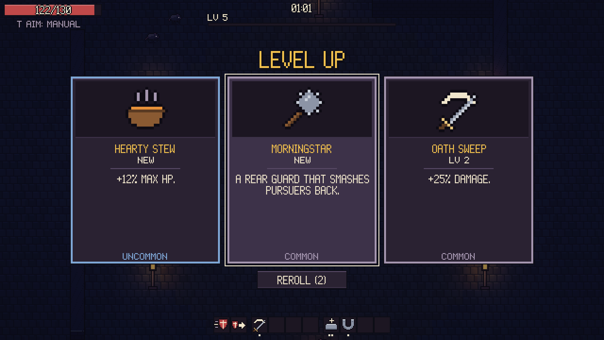 Level up: pick one of three new powers